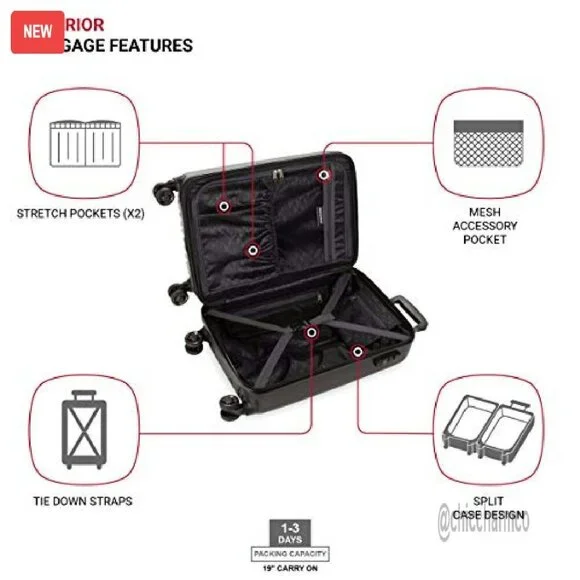 Expandable Hardside Carry-On Luggage with Spinner Wheels & USB Port